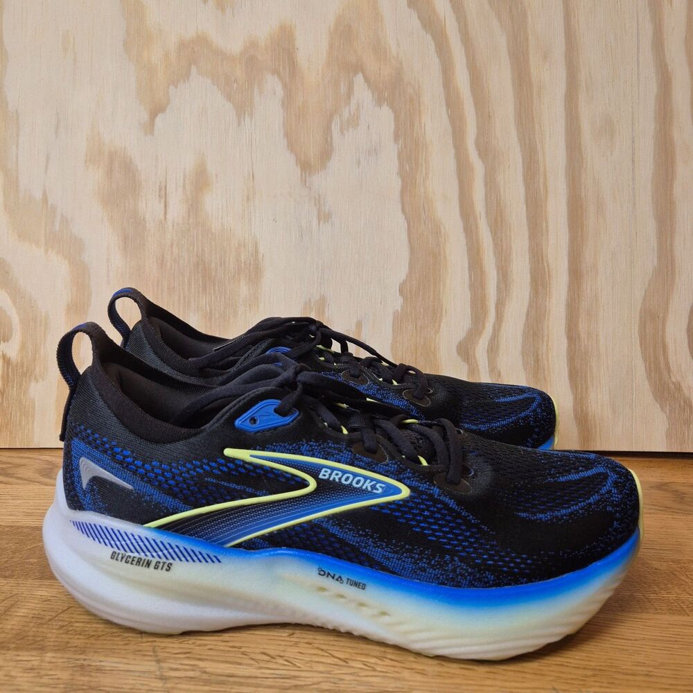 Brooks Glycerin GTS 22 Mens Size 10 Black Cobalt Blue Running Shoes Like New